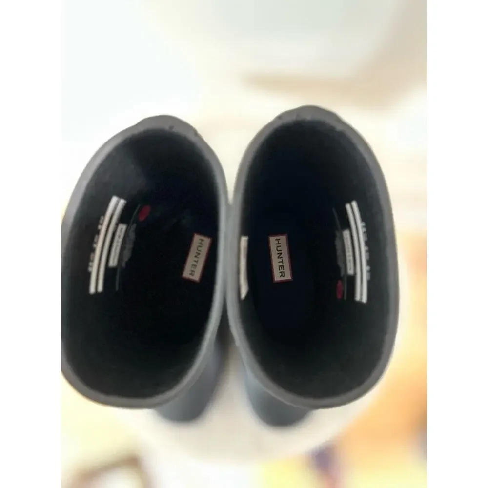Hunter Kids Black Rain Boots with White Trim